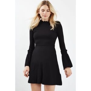 TOPSHOP | ribbed fluted bell sleeve mock-neck dress